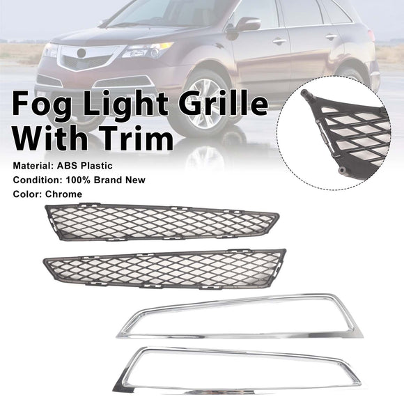 2 uds cubierta de luz antiniebla de rejilla delantera con ajuste Acura MDX 2010-2013 cromado