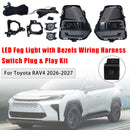 2026 2027 Toyota RAV4 White LED Front Bumper Fog Light Assembly Kit Bezel-2
