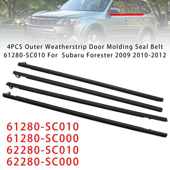 4PCS Guarnizione esterna per modanatura porta Cintura di tenuta 61280-SC010 per Subaru Forester