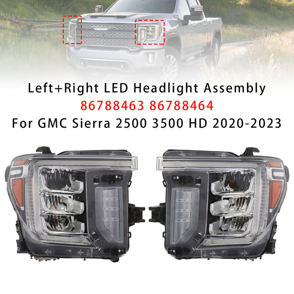 2020-2023 GMC Sierra 2500 3500 HD Conjunto de faros delanteros LED izquierdo+derecho 86788463 86788464