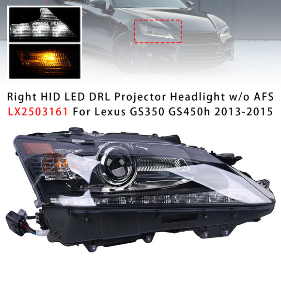 2013-2015 Lexus GS350 GS450h Faro delantero derecho HID LED DRL sin AFS LX2503161 8114530F80