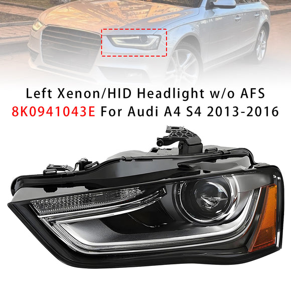 Audi A4 S4 2013-2016 Left Xenon/HID Headlight w/o AFS 8K0941043E AU2502181 Driver Side