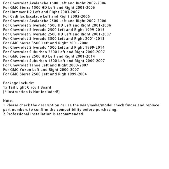 Rücklichtplatine 15304995 für Silverado 2500 1500