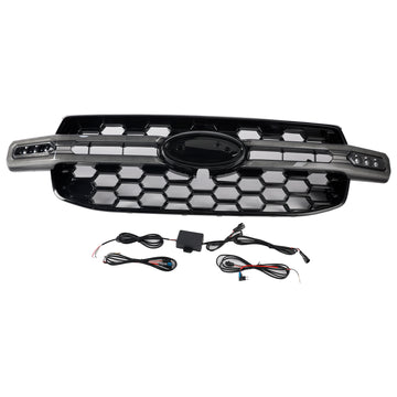 Ford Ranger Next Gen T9 2023-2025 Grade do para-choque dianteiro Grade preta com luz LED - 0