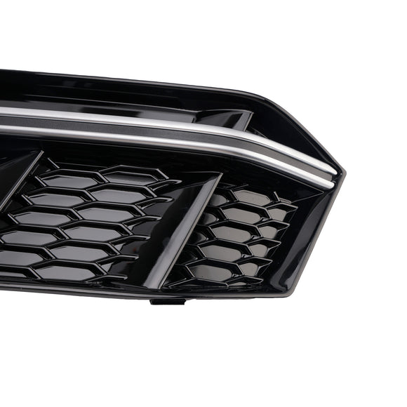 2 STUKS Zwart Chrome Voorbumper Mistlamp Grille Grill Fit Audi A4 B9 S4 2016-19
