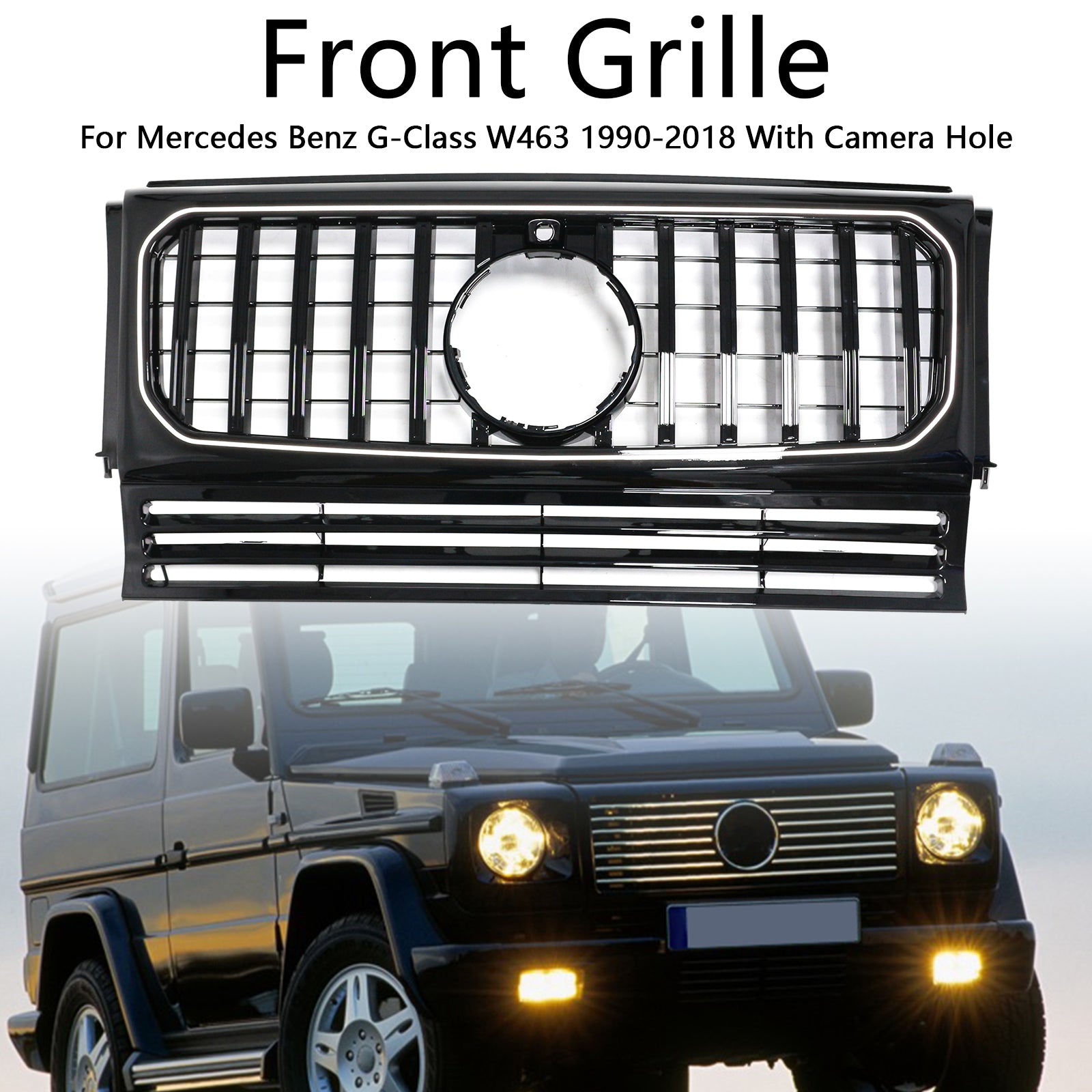 Mercedes Benz G-Class W463 1990-2018 Front Grille GT Panamericana Center Bumper Grill With LED