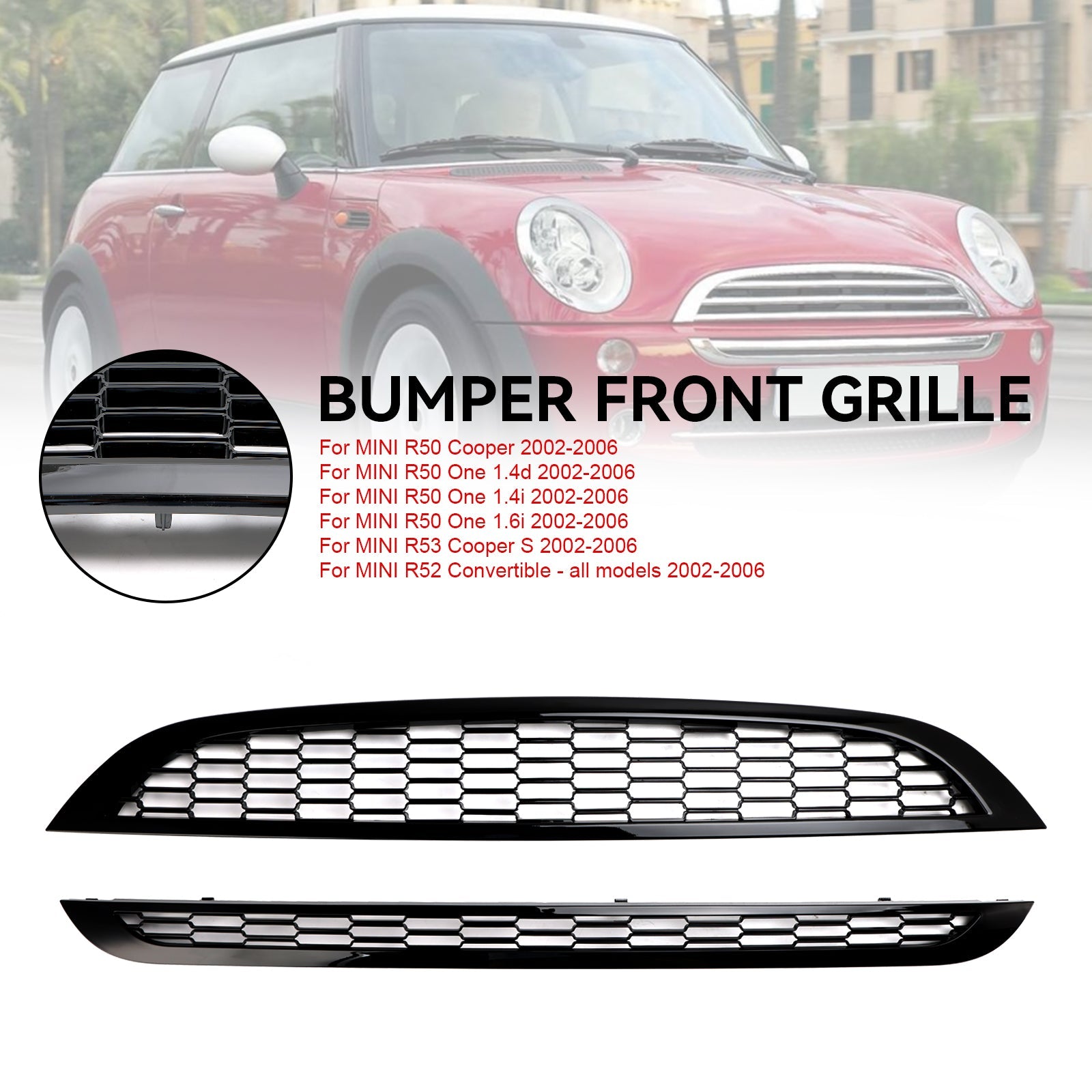 Mini 2002-2006 R50 Cooper 2PCS Honeycomb Mesh Front Grill Grille