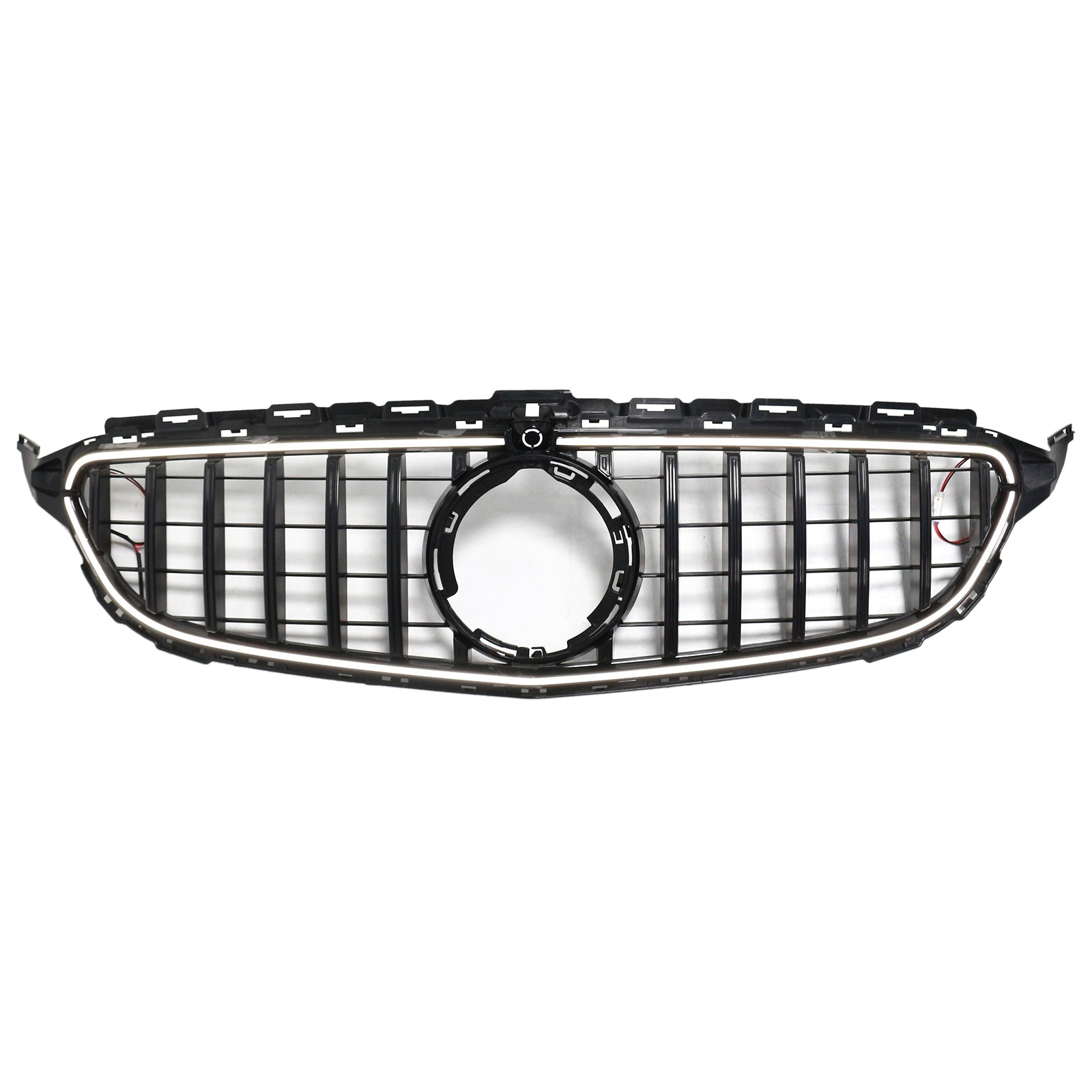 Grille de calandre Panamericana Mercedes Benz Classe C W205 GTR 2015-2021 Pare-chocs avant Grille noire / chromée avec bande lumineuse LED