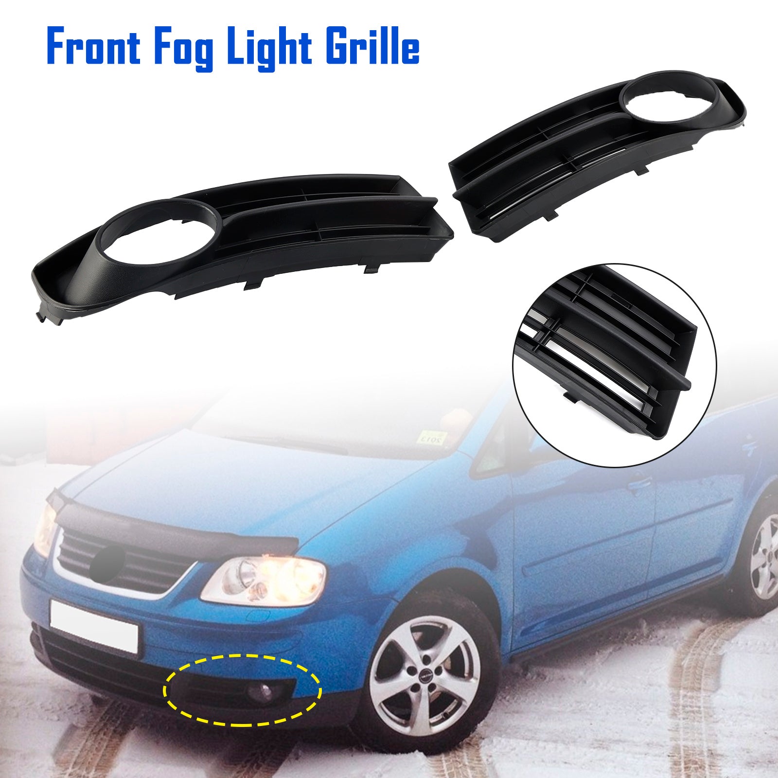 Grille de phare antibrouillard pour pare-chocs avant VW Caddy Life 2004-2010 et Touran 2003-2006