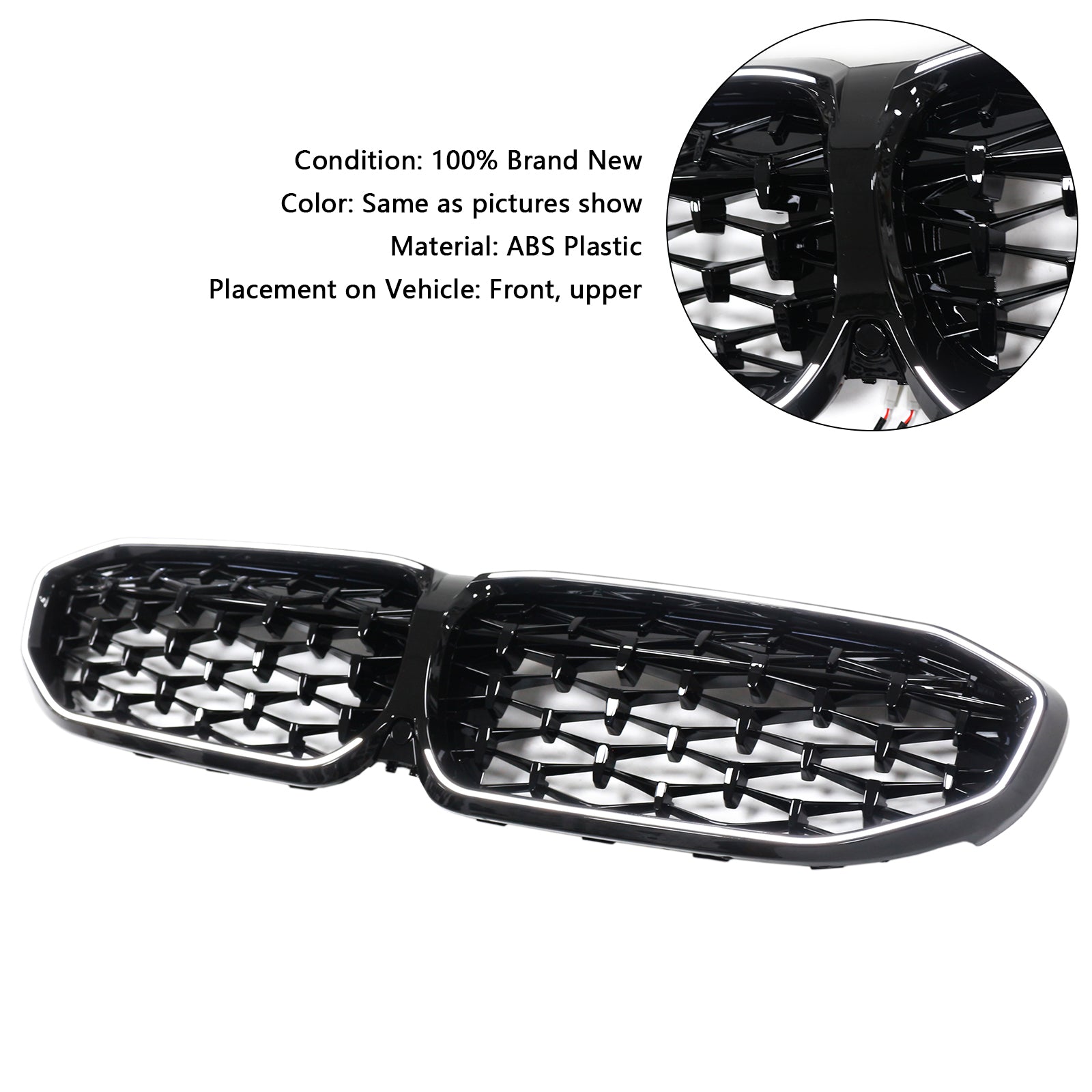 Black Diamond Kidney Grille Grill 51138072085 Fit BMW 3 Series G20 2019-2022