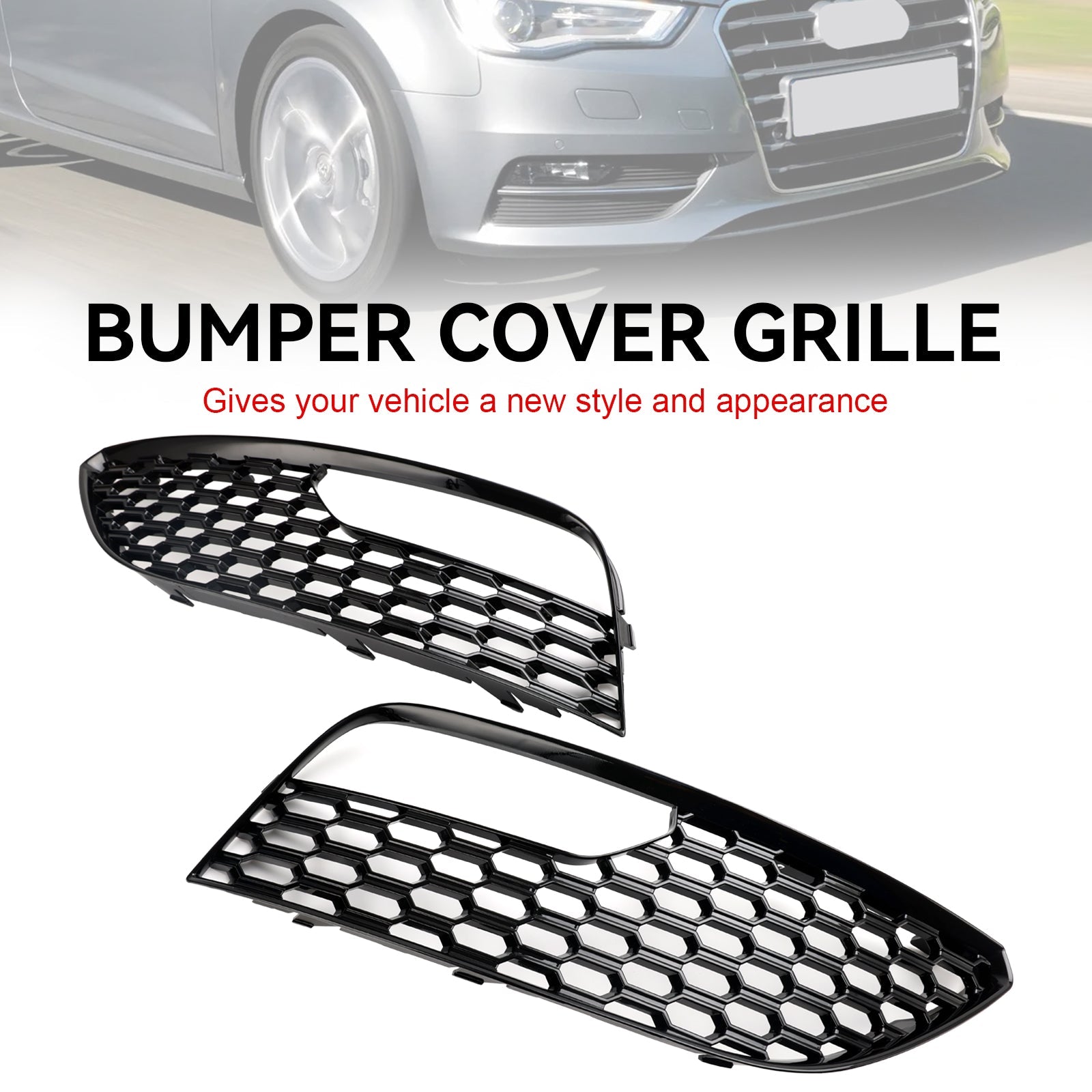 Audi 2012-2016 A3 Version Standard 8V3807681 8V3807682 2 pièces Grille de protection pour phare antibrouillard de pare-chocs avant