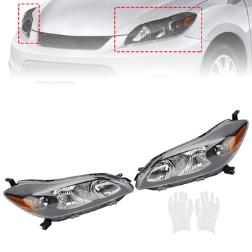 Toyota Matrix 2009-2014  Left+Right Headlights Assembly Headlamp Black Housing