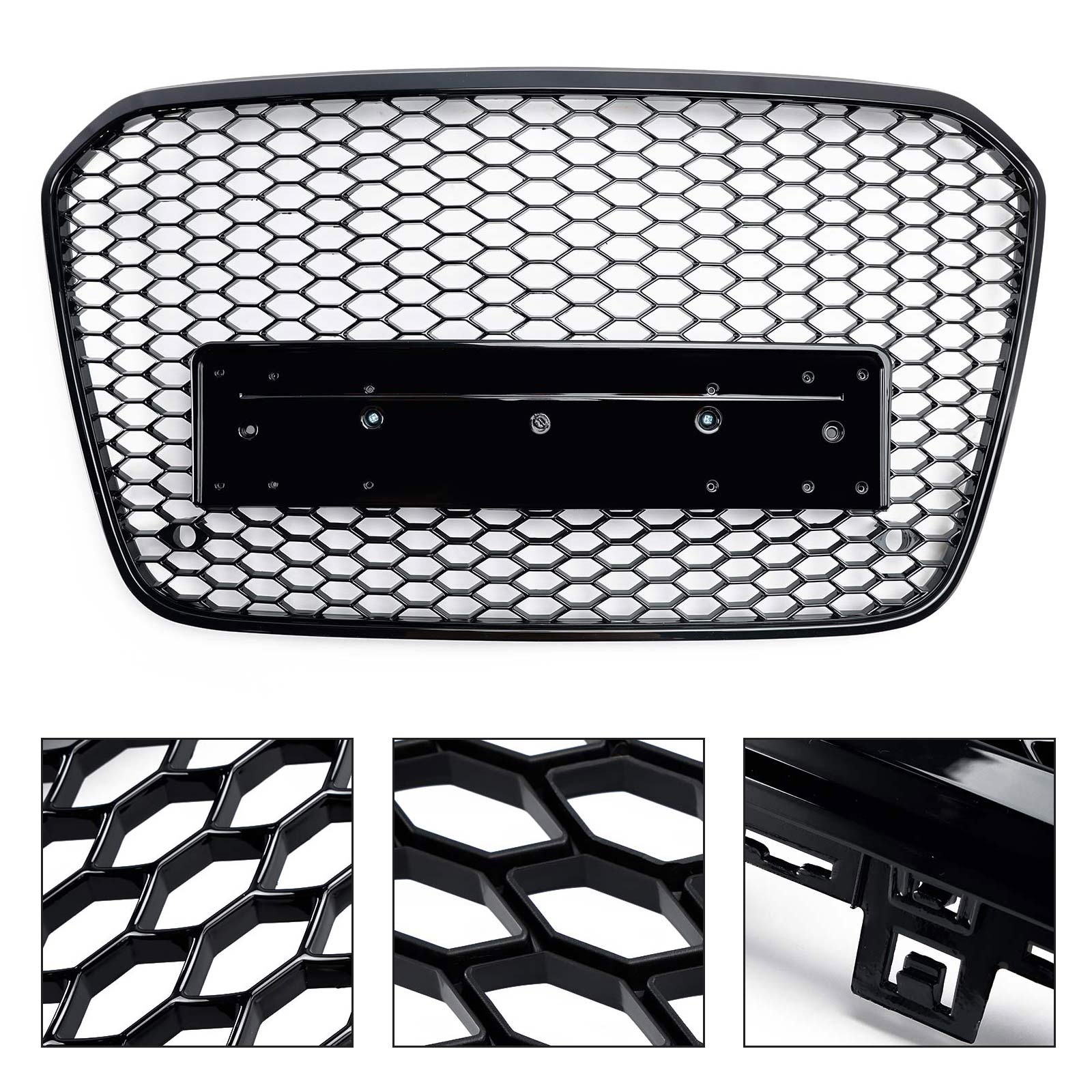 Audi A6 C7 / S6 2012-2015 pré-lifting Grille de pare-chocs avant en nid d'abeille de style RS6 Grille noire