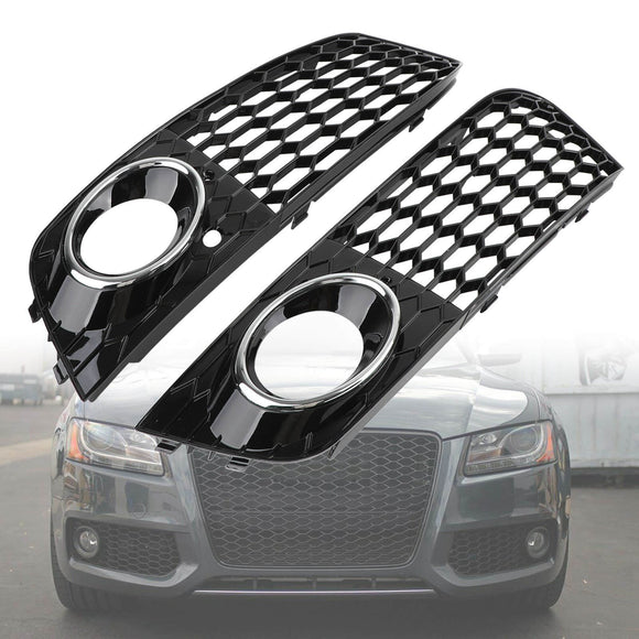Audi A4 B8 2009-2012 Malla de panal Luz antiniebla Rejilla de ventilación abierta Parachoques delantero Rejilla cromada negra