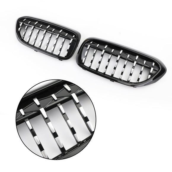 2017–2019 BMW G30 G38 5er-Reihe 520i, 523i, 528i, 530i, 535i, 550i, 520d, 530d usw. Schwarz & Chrom-Frontgrill im Diamant-Stil, generisch