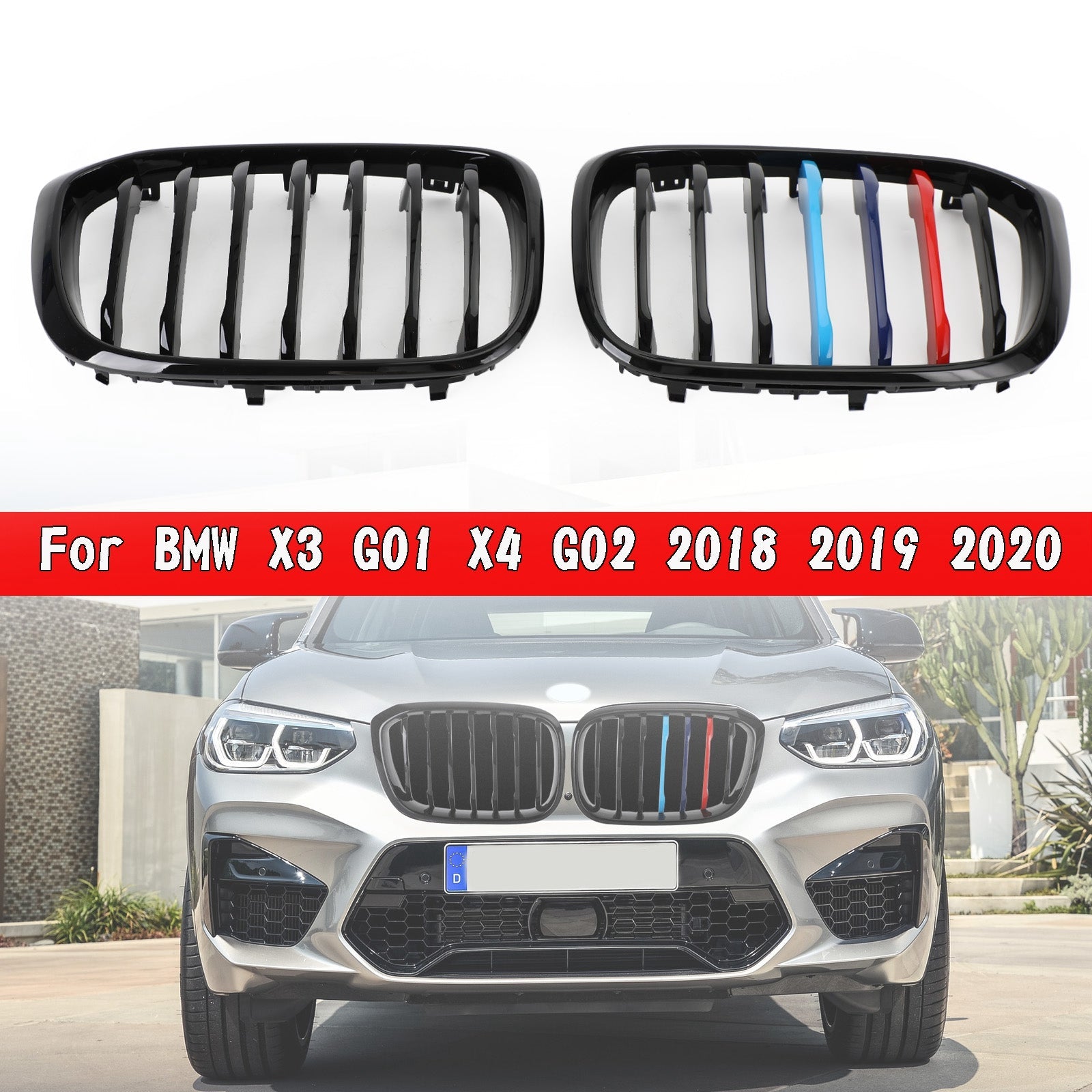 Parrilla de riñón M-Color para BMW X3 G01 xDrive30i/xDrive20d/xDrive30d/xDrive30e/M40i 2018-2021