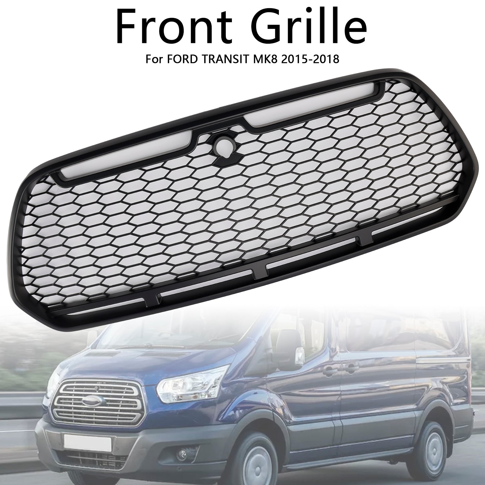 Matt Black Front Bumper Grill Grille Fit Ford Transit MK8 2015-2018 Raptor