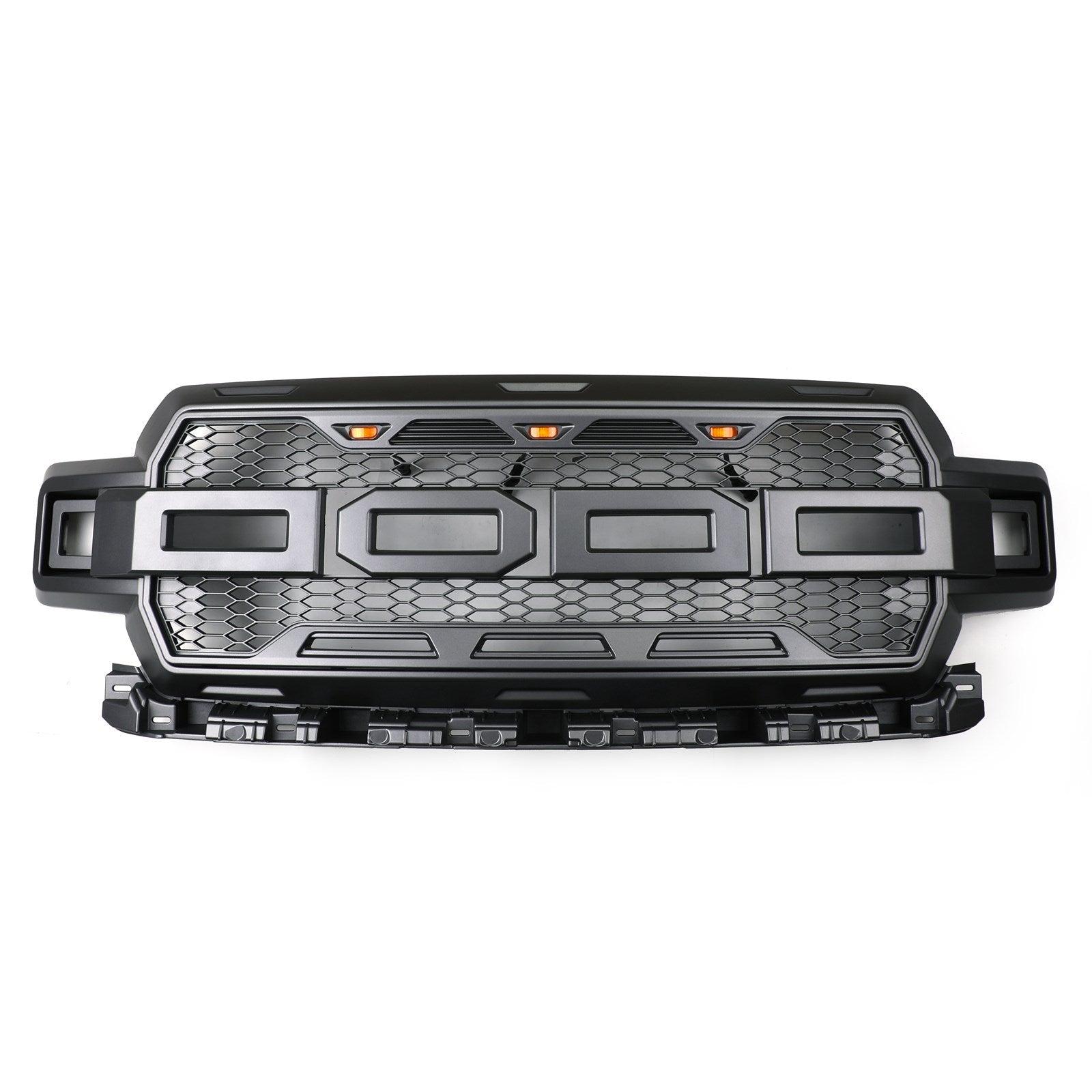 Parachoques delantero estilo Raptor Ford F150 XLT/Lariat/Platinum/King Ranch 2018-2020, rejilla gris y negra con LED