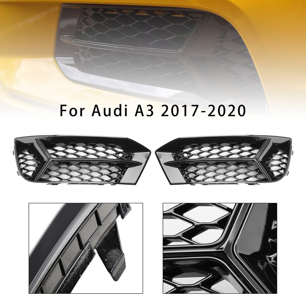 Front Bumper Fog Lamp Foglight Silver Trim Cover Frame Molding Decorative Lid Cap For Audi A3 2021 2022 2023 - 34 Front Bumper Fog Lamp Foglight Silver Trim Cover Frame Molding Decorative Lid Cap For Audi A3 2021 2022 2023 - 34