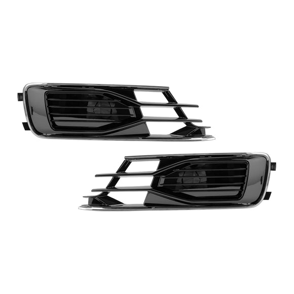 Audi A6 C7 2015-2016 4G0807647T94 4G0807648T94 2PCS Front Bumper Foglight Cover Grill Black Chrome