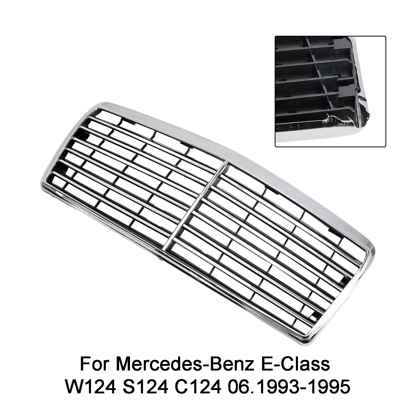 1993.06-1995 Mercedes-Benz E-Class W124 S124 C124 Front Bumper Grill Chrome Replacement Grille