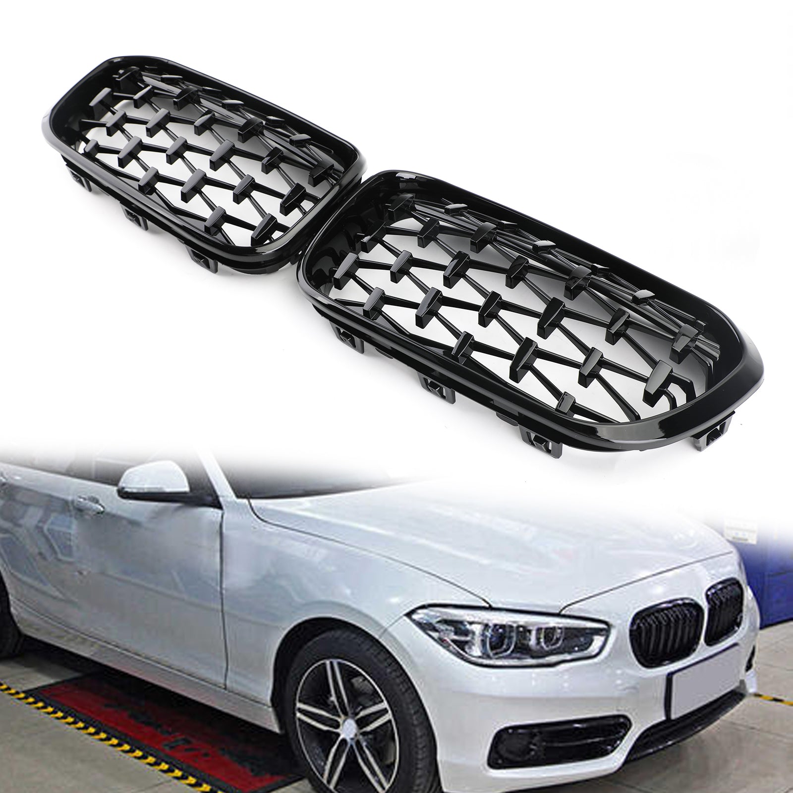 2015-2017 BMW 1 Series F20/F21 116d/118d/120d/118i/125i Front Kidney Grill Meteor Black Grille