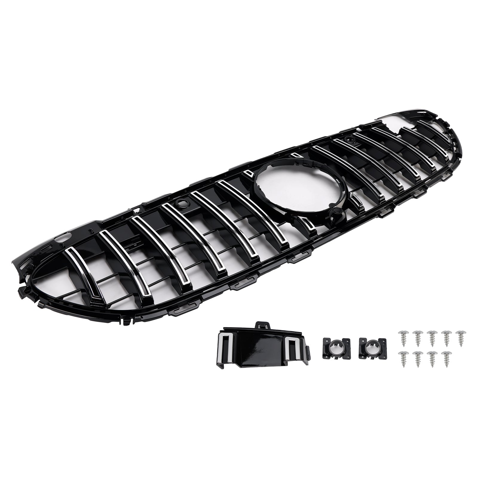 Parrilla de parachoques delantera estilo GT-R cromada compatible con Mercedes Benz W206 Clase C Amg Line 2022-2023