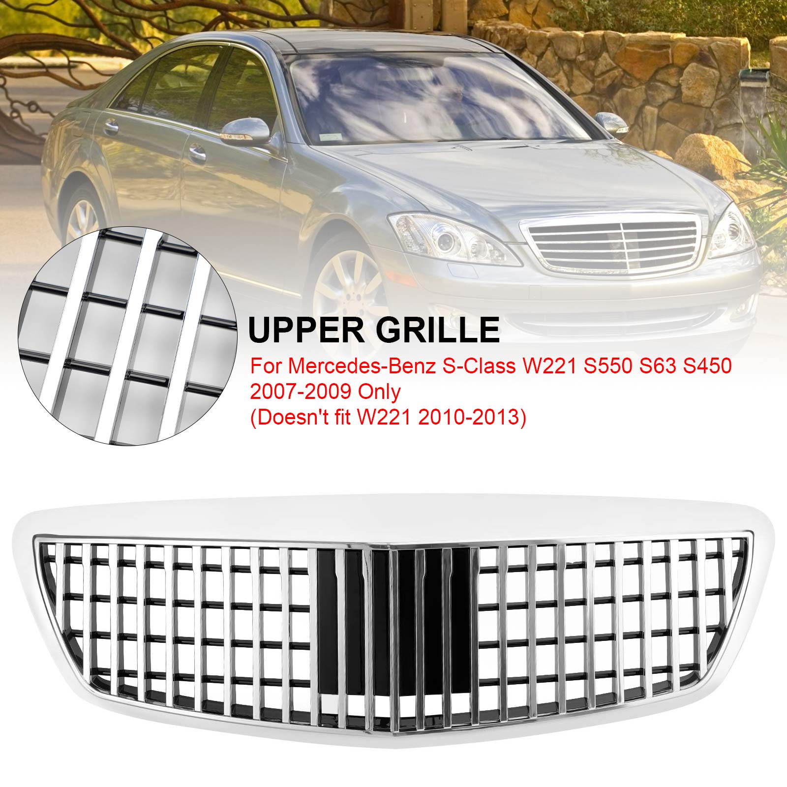 2007-2009 Mercedes Benz S-Class W221 S350 S450 S550 S63 AMG MayBach Style Grill Chrome Grille