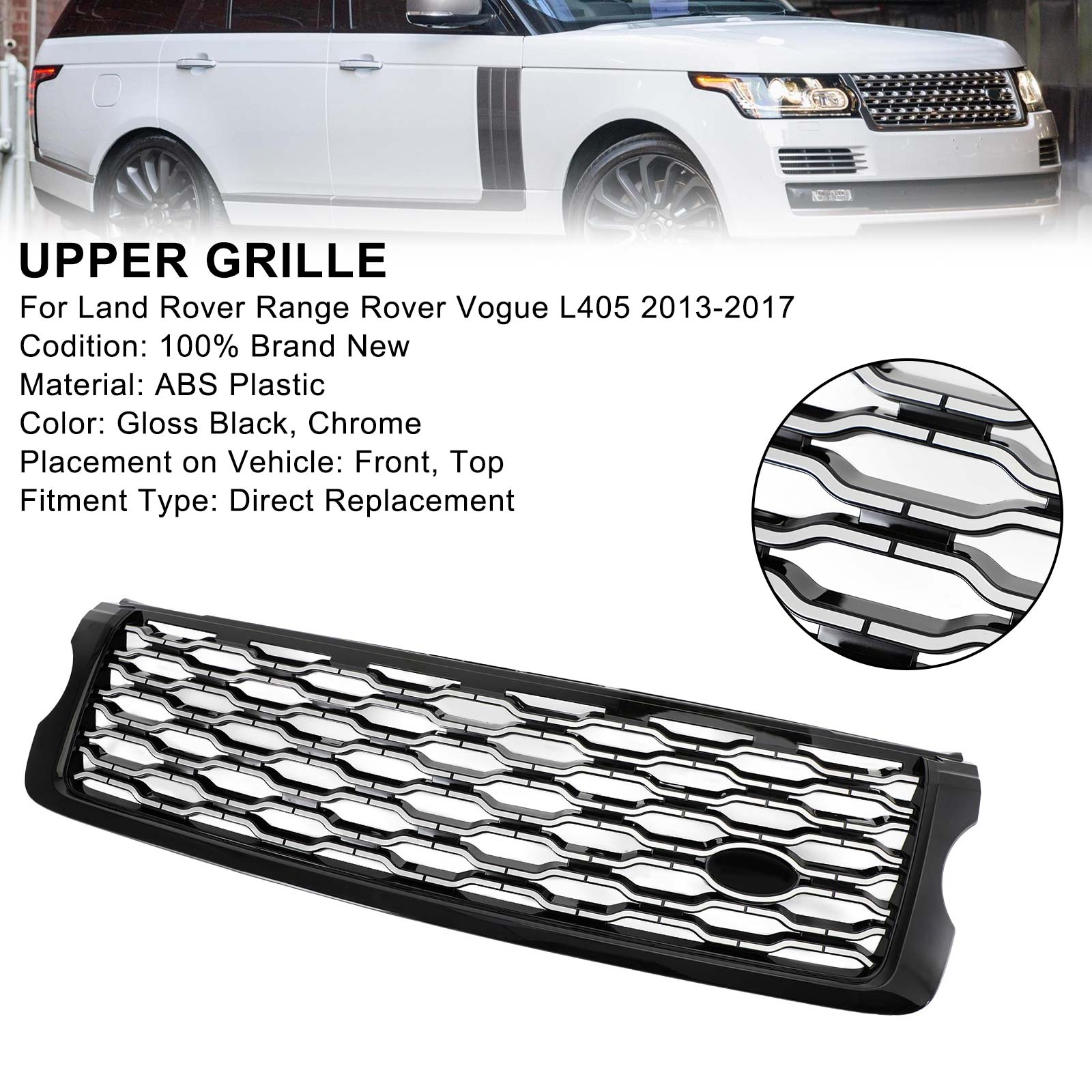 2013-2017 Land Rover Range Rover Vogue L405 Grille supérieure de pare-chocs avant