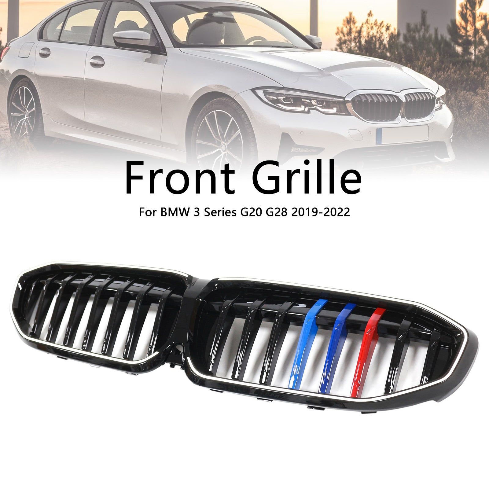 Black Kidney Grille Grill 51138072085 Fit BMW 3 Series G20 2019-2022 M-Style