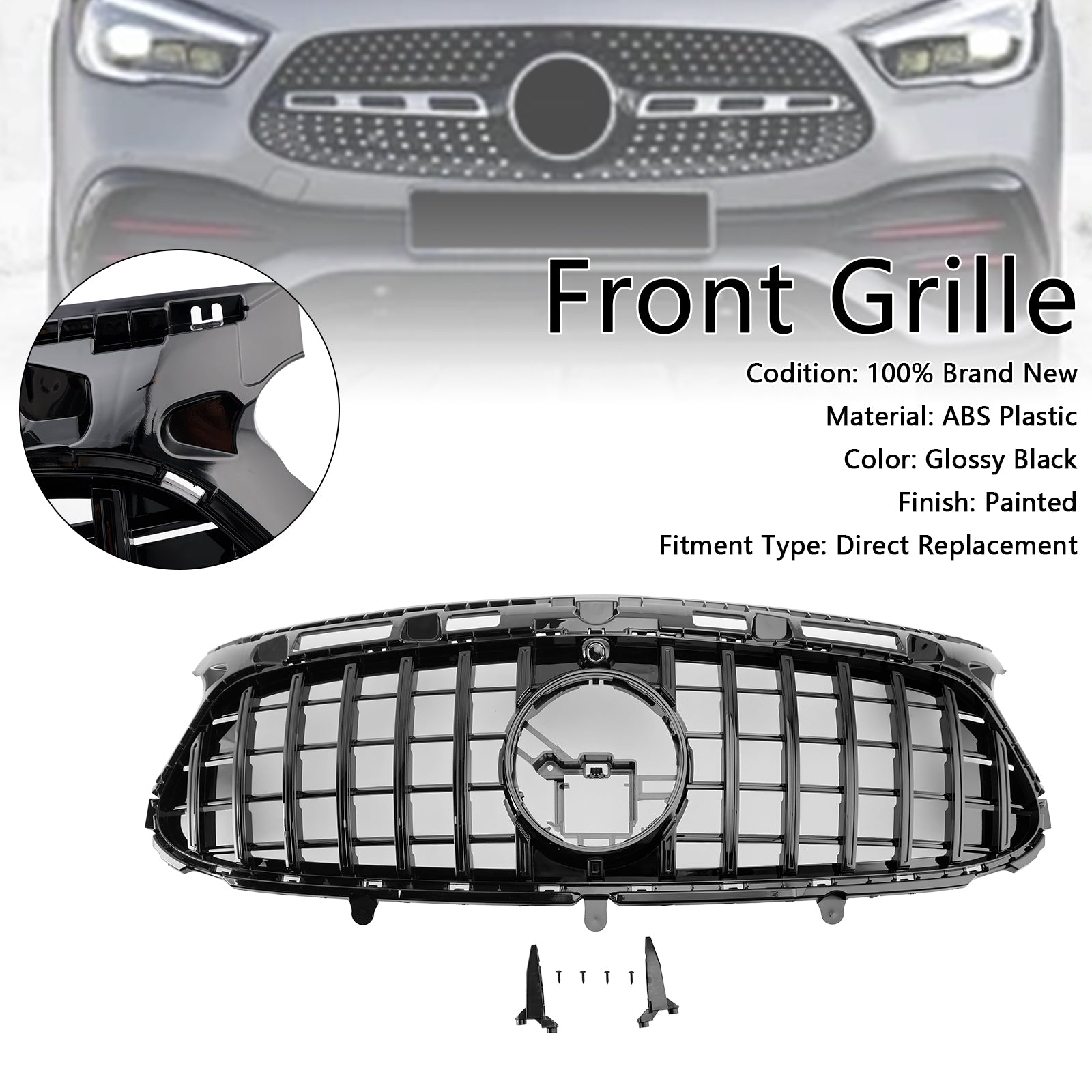 Grille de calandre de pare-chocs avant adaptée à Mercedes Benz Classe GLA H247 Deluxe 2020-2023