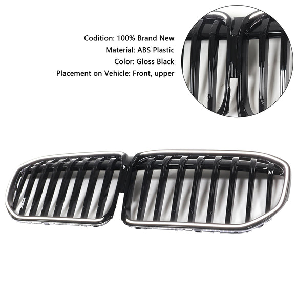 Grade dianteira preta brilhante de ripa única adequada para BMW Série 7 G11 G12 2019-2022