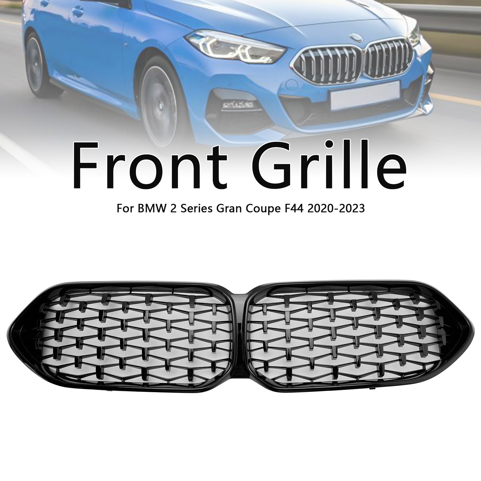 BMW 2 Series Gran Coupe F44 218i/220i/228i xDrive/M235i xDrive 2020-2023 Front Bumper Grille Gloss Black Grill