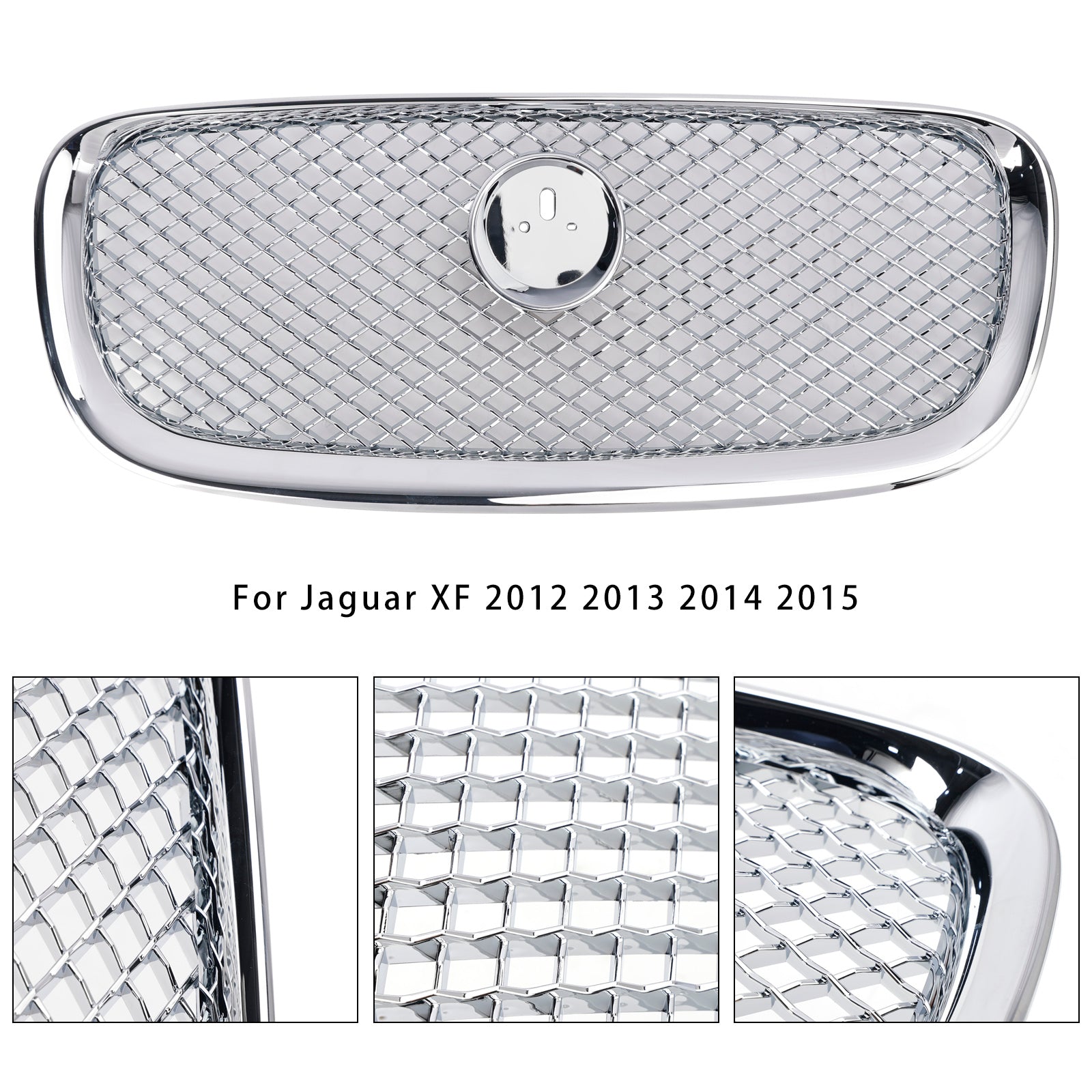 Jaguar XF 2012 2013 2014 2015 Front Chrome Grill Air Intake Radiator XF-R Style Mesh Grille