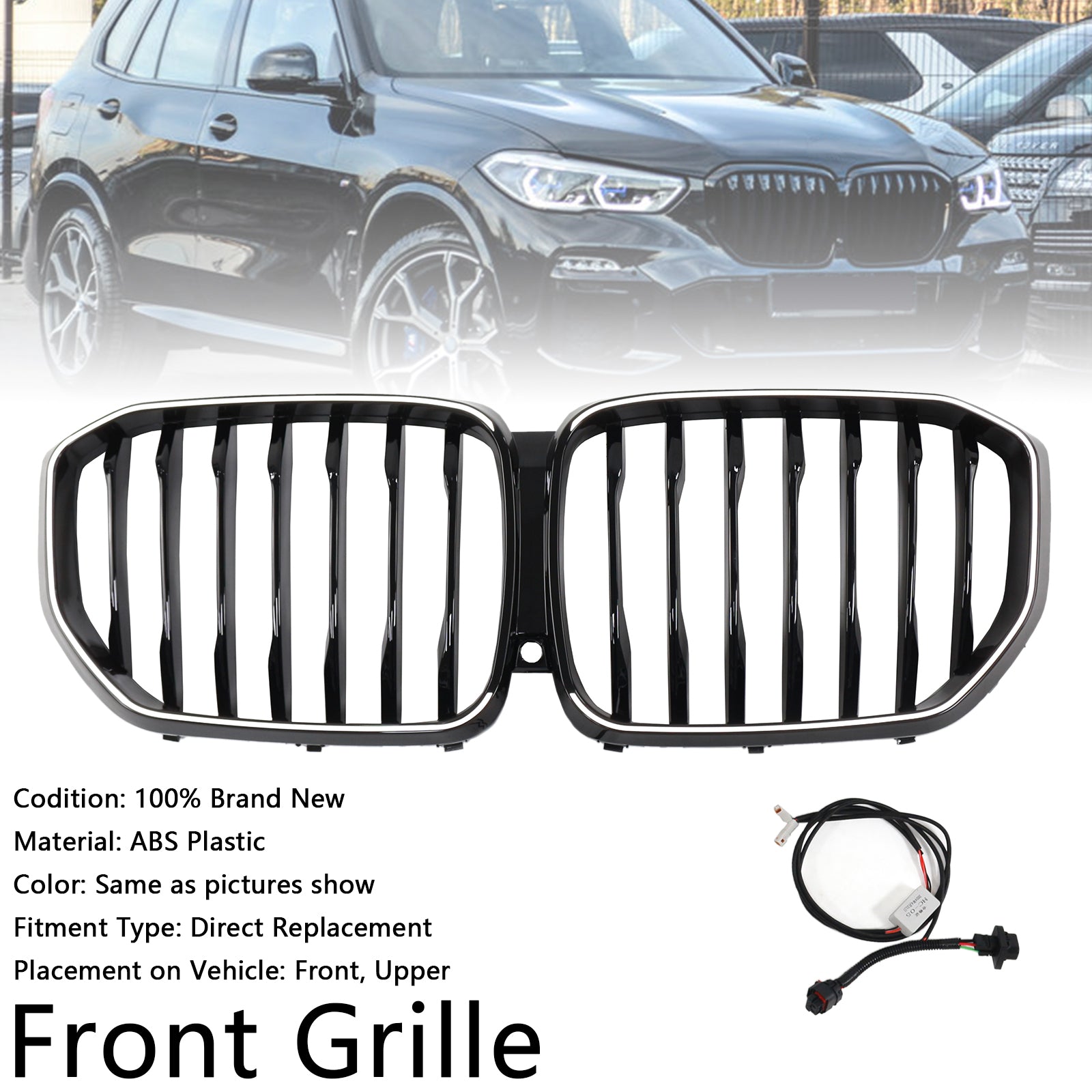 Gloss Black Front Kidney Grille Fit BMW X5 G05 2019-2022 M-Performance