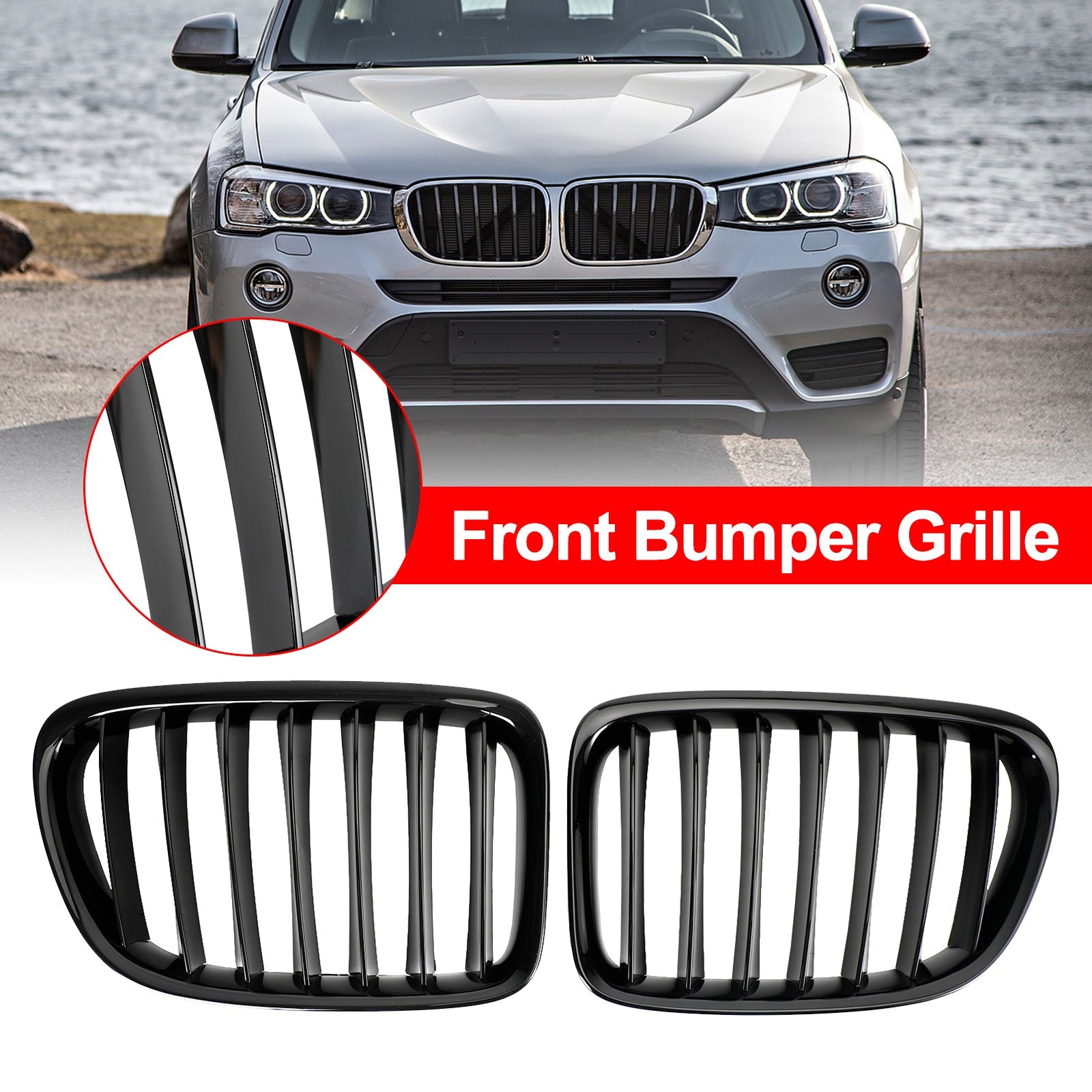 BMW 2009-2014 X1 E84 sDrive20i/xDrive28i/sDrive18d Gloss Black Grille Front Hood Kidney Grill