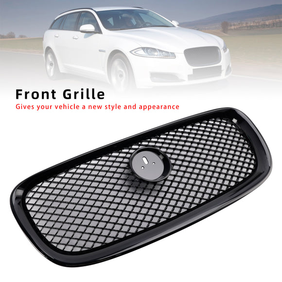 Rejilla de parachoques delantero estilo XF-R compatible con Jaguar XF 2012-2015 negro brillante