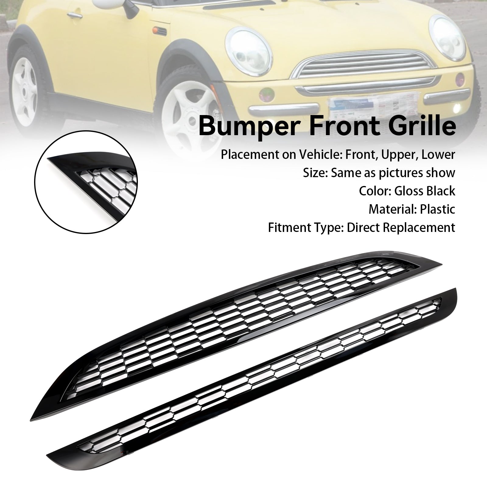 Mini 2002-2006 R50 Cooper 2PCS Honeycomb Mesh Front Grill Grille