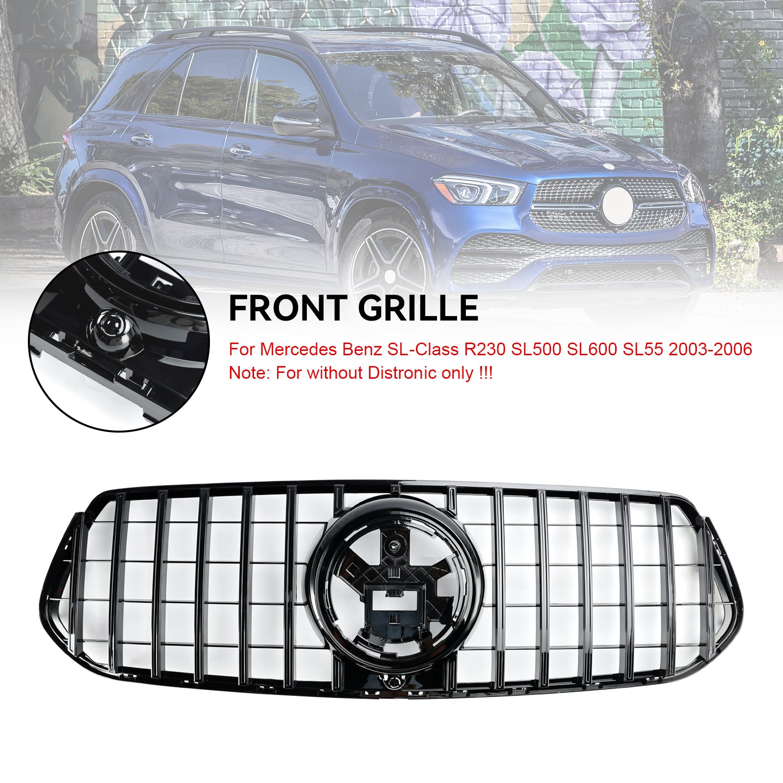 2019-2024 Mercedes Benz GLE-Class W167 GLE350/450/53 Front Bumper Grill Black Replacement Grille