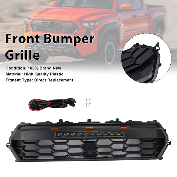 Griglia nera della griglia del paraurti anteriore Toyota Tacoma 2024-2026 con barra luminosa<lAMP>Luce LED