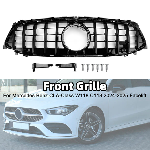 Classe Mercedes CLA W118 Grade dianteira preta estilo GTR C118 2024-2025