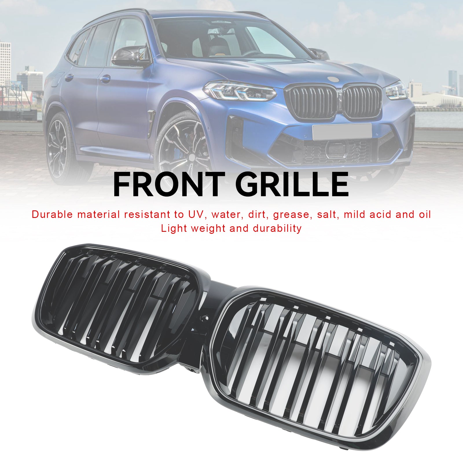 Calandre avant noire brillante pour BMW G08 LCI IX3 Premier Edition/M Sport/Pro2021-2024