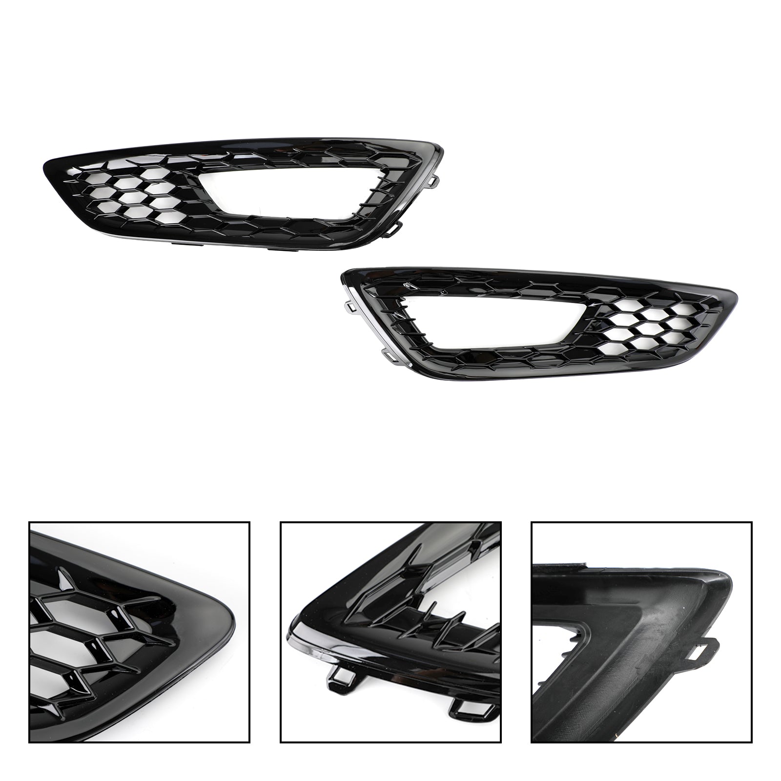 Ford 2015-2017 Focus F1EZ15200A F1EZ15201A Pair Front Bumper Fog Light Lamp Cover Bezel Grill