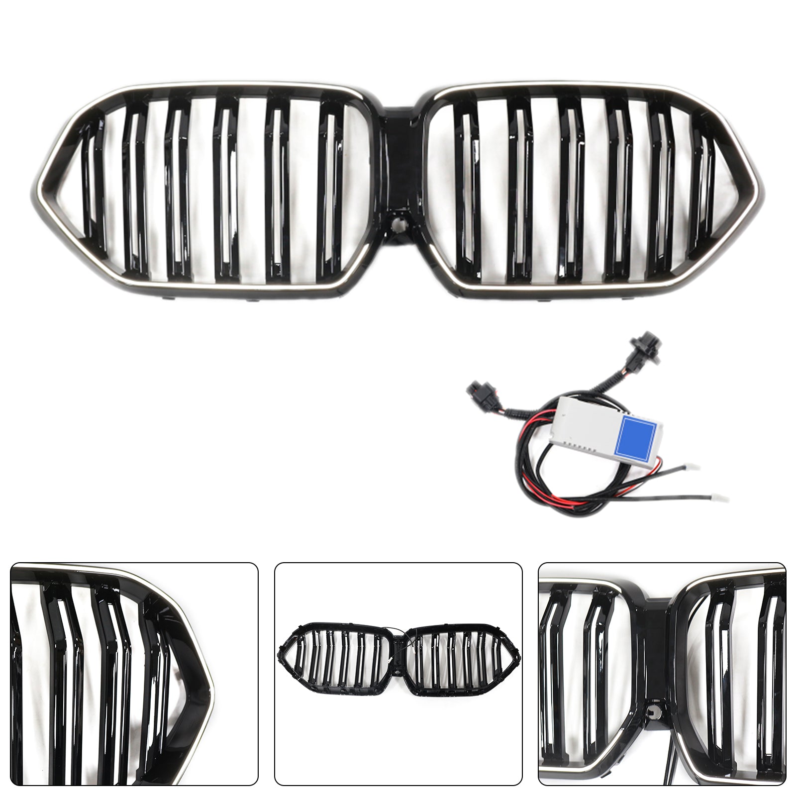 Grille de pare-chocs avant noire brillante pour BMW X6 G06 M50i 2020-2022 avec trou pour caméra