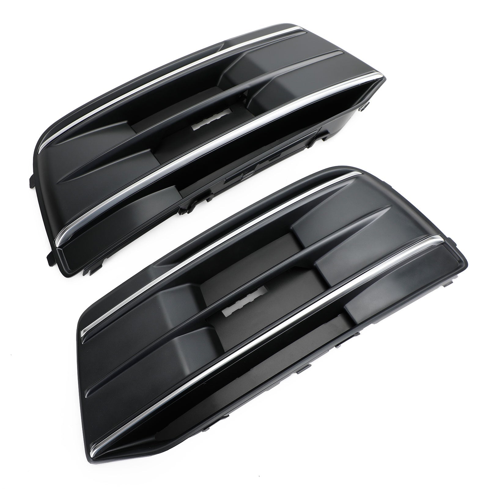 Audi Q5 Standard Version 2018-2022 2PCS Black/Chrome Front Bumper Cover Grille Bezel Insert Generic