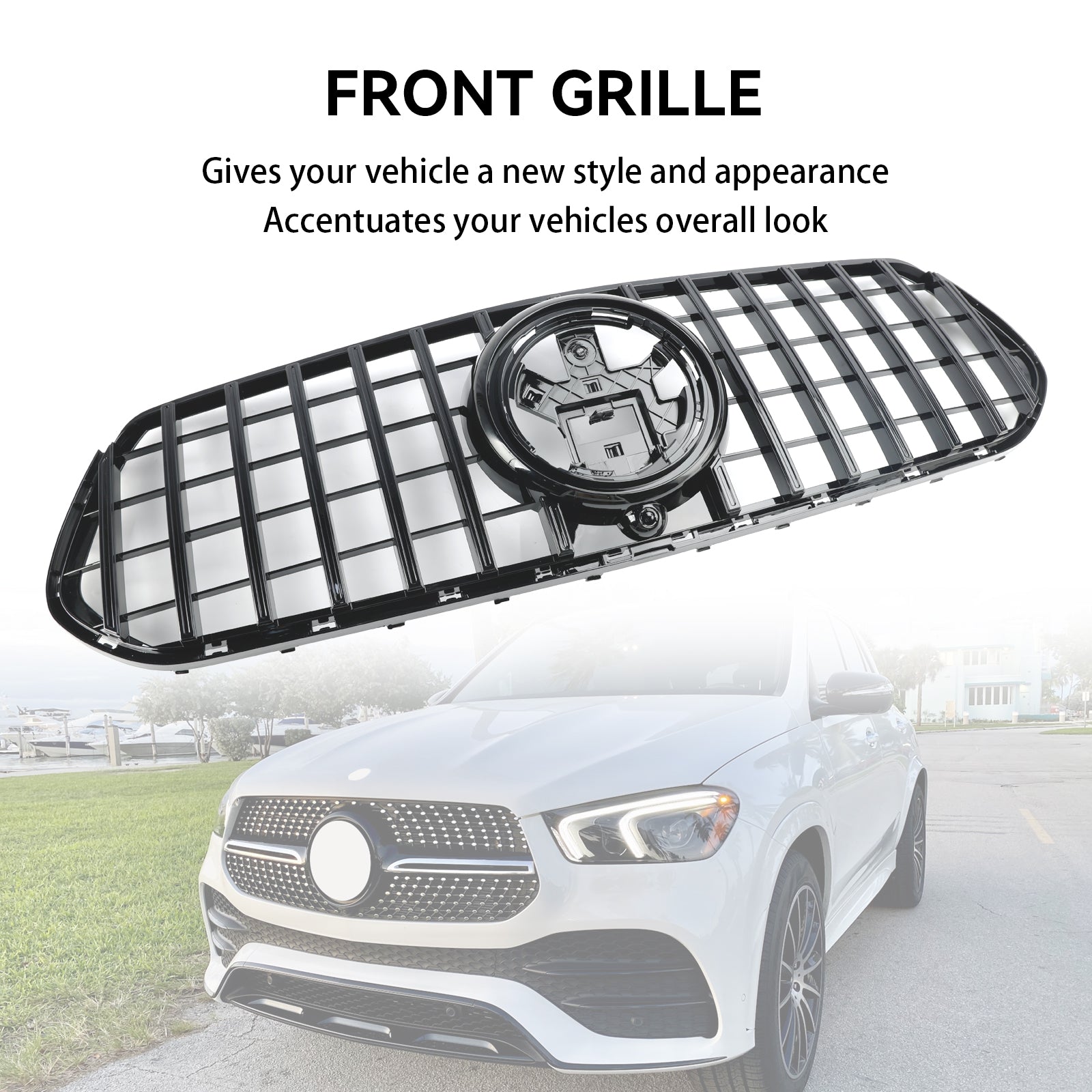 2019-2024 Mercedes Benz GLE-Class V167 GLE350/450/53 SUV Front Bumper Grill Black Replacement Grille