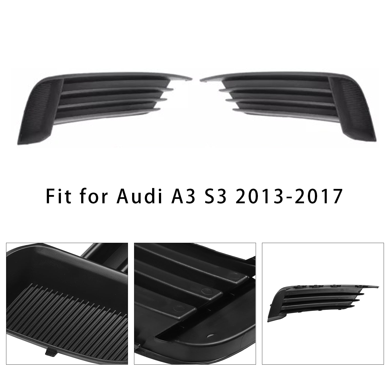 2x Auto vordere Stoßfänger Nebel-Lichtgrilles für Audi A3 S3 2013-2017
