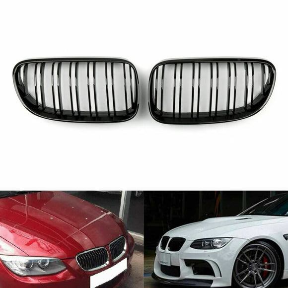 Rejilla frontal negra brillante con doble costilla para BMW E92 E93 LCI 2 puertas 2011-2014