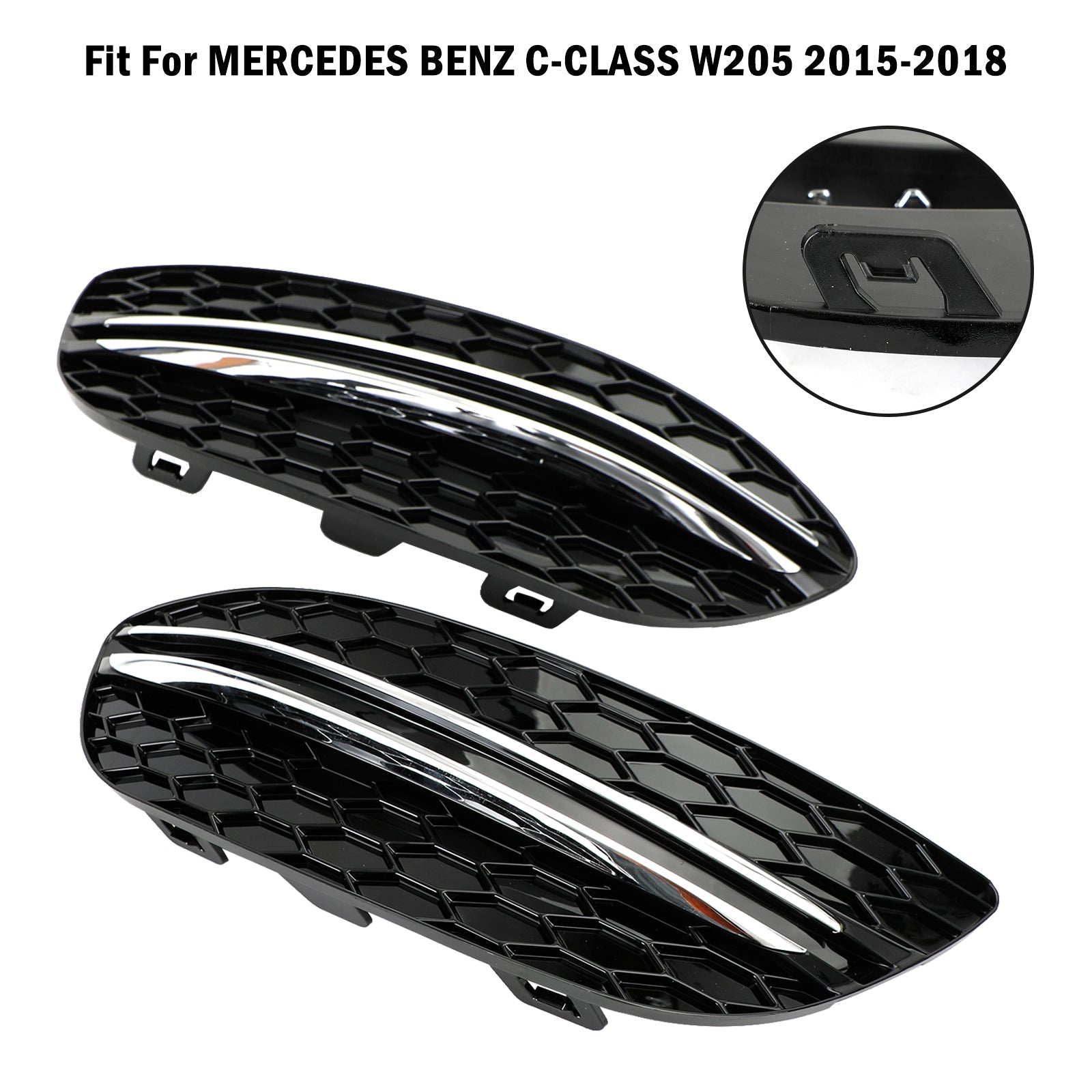 Cubierta de luz antiniebla delantera con diseño de panal de abeja para Mercedes Benz Clase C W205 Sedán base 2015-2018 2058850723