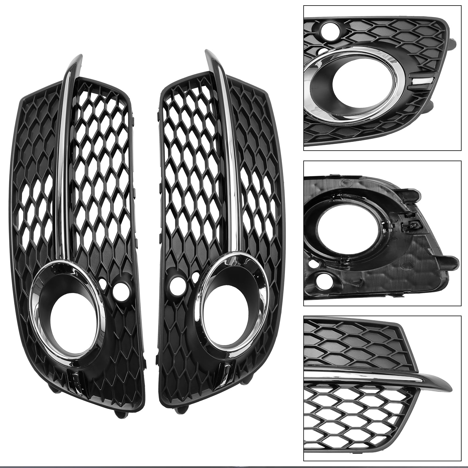 Grille de phare antibrouillard pour pare-chocs avant Audi Q5 S-Line SQ5 2014-2017 Grille chromée noire